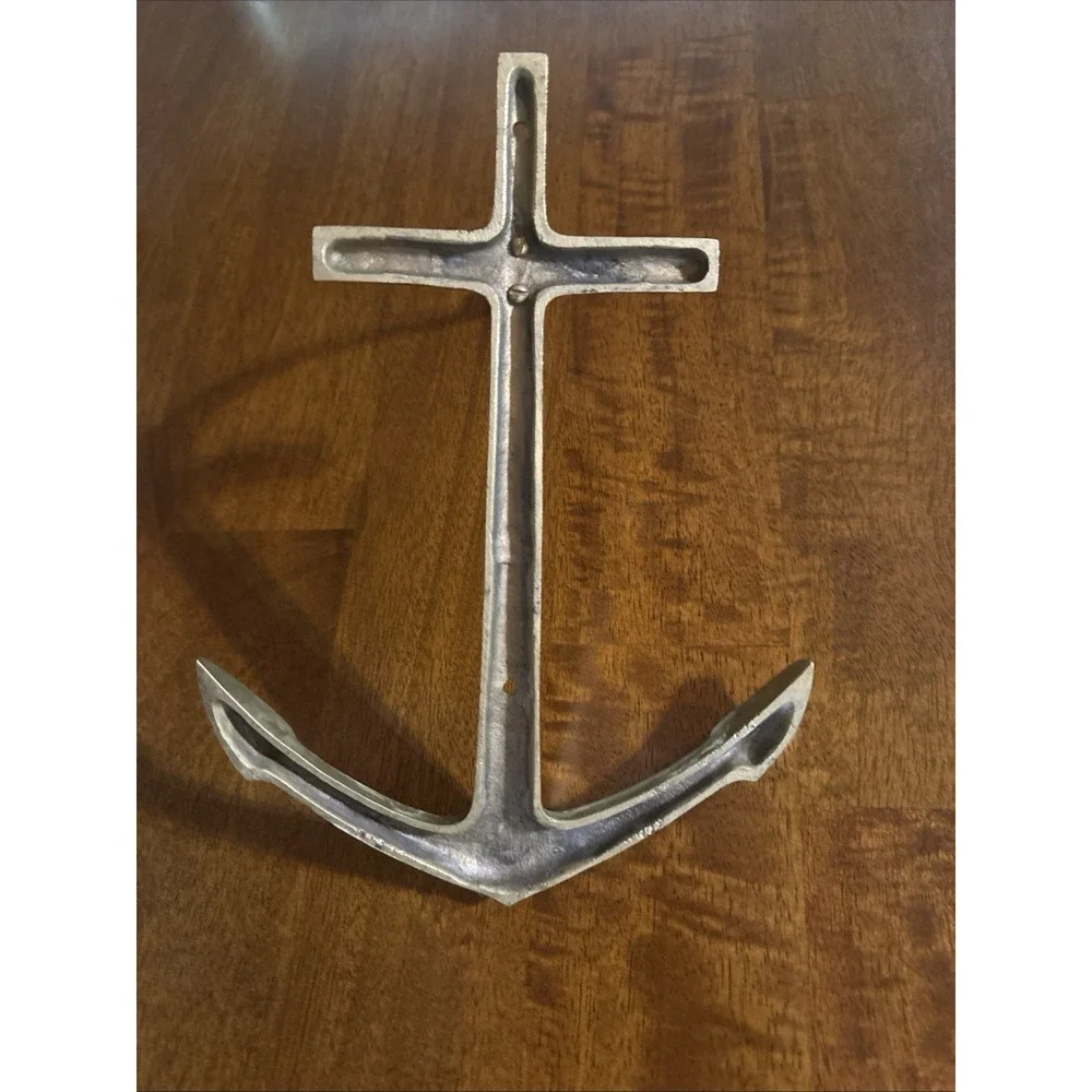 Vintage Brass Anchor Wall Hook Nautical Maritime Coat Towel Hanger 9x7 Decor